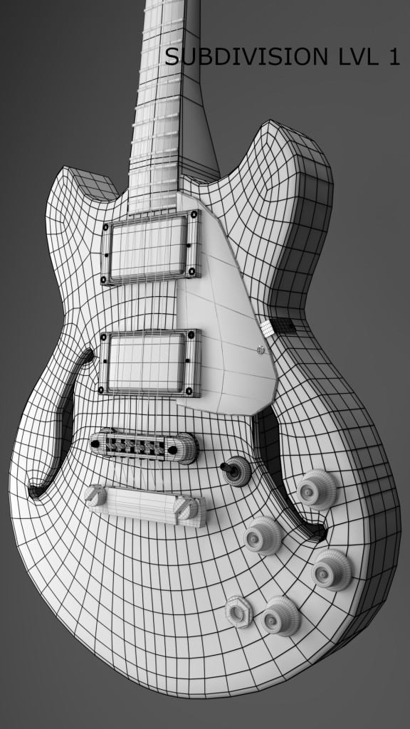 Stylised Gibson Es-335 3D model preview image 4